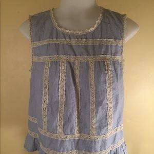 Free People Eyelet Open Back Crop Tank Top XS